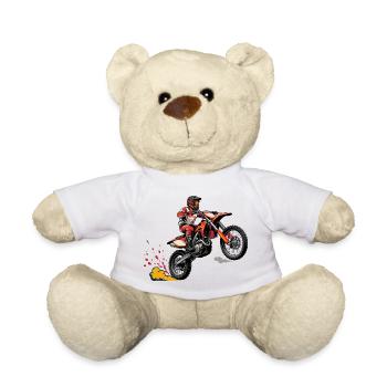 Motocross Jump Illustration - Teddy Bear - white - Front
