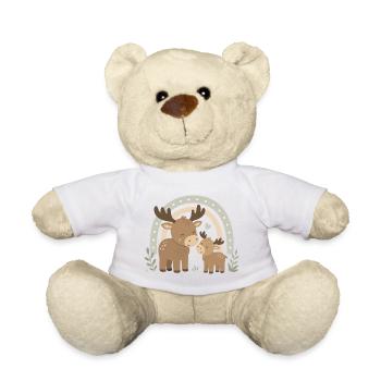 Moose Family Boho Rainbow – Moose & Calf - Teddy Bear - white - Front