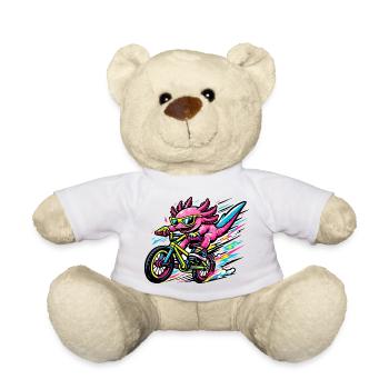 Axolotl néon à vélo - Nounours - blanc - Devant