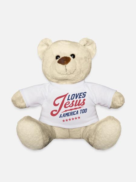 I Love Jesus & America Too - Teddy Bear - white