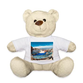 Des bateaux bleus dans le port - Nounours - blanc - Devant
