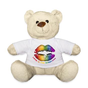 Lippe Kussmund Love is for everyone LGBTQ Regenbog - Teddy - Weiß - Vorne