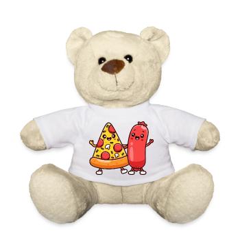 Pizzastück und Wurstfreunde - Teddy - Weiß - Vorne