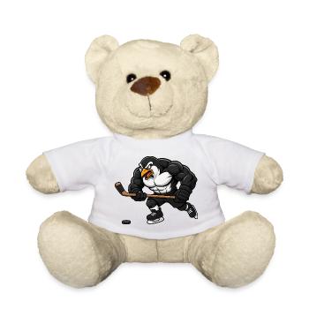 Pinguin Eishockey Spieler Comic Motiv - Teddy - Weiß - Vorne