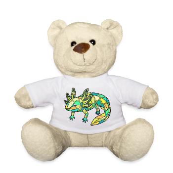 Geometric Axolotl Mosaic - Teddy Bear - white - Front