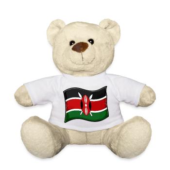 Kenya Flag Maasai Shield Design - Teddy Bear - white - Front