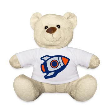 Launching Rocket Silhouette - Teddy Bear - white - Front