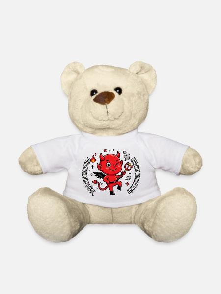 Roter Teufelchen Spruch - Teddy - Weiß