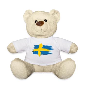 Sweden – Blue Yellow Map Brush Design - Teddy Bear - white - Front