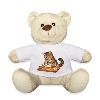 Katze rollt Zimtschnecken - Teddy - Weiß - Vorne