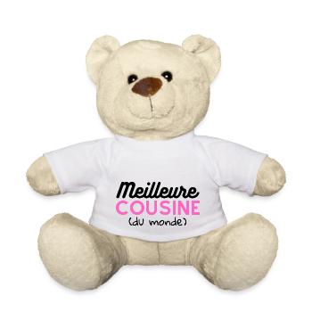 Cadeau cousine Meilleure cousine du monde - Nounours - blanc - Devant