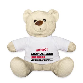 Bientôt grande Soeur veuillez patienter - Nounours - blanc - Devant