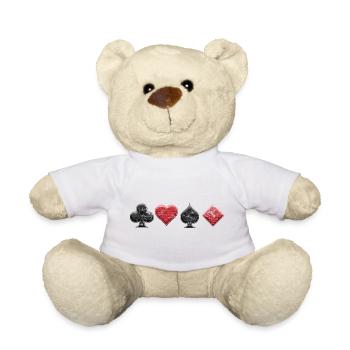 Kreuz Herz Pik Karo Quer Poker, Skat & Blackjack - Teddy - Weiß - Vorne