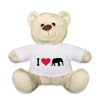Elephant Love Elephant Animal Africa Safari Heart - Teddy Bear - white - Front