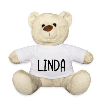 Linda Custom Name Schriftart Text Geburtstag - Teddy - Weiß - Vorne