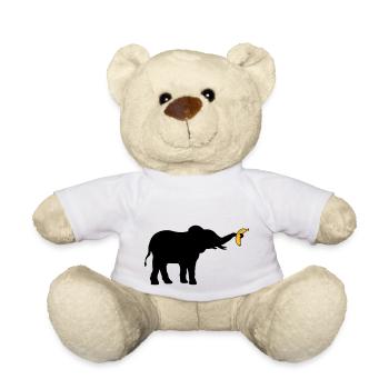 Large Banana Elephant Silhouette - Teddy Bear - white - Front