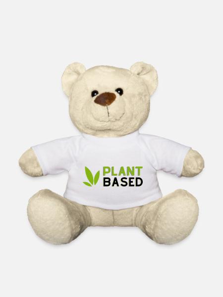 Plant Based Design with Leafs - Teddy Bear - white