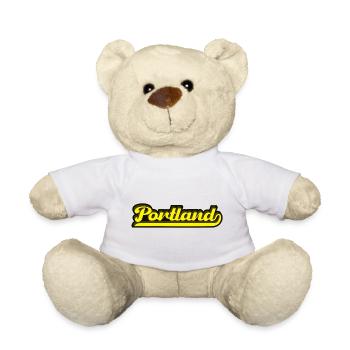 Lettrage rétro Portland Oregon - Nounours - blanc - Devant