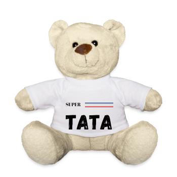 super tata - t-shirt assorti - Nounours - blanc - Devant
