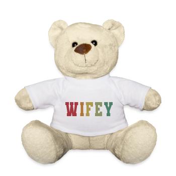 Retro Wifey Matching Couple Wedding Party Mariage - Nounours - blanc - Devant