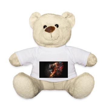 Lion on fire, generative AI - Teddy Bear - white - Front