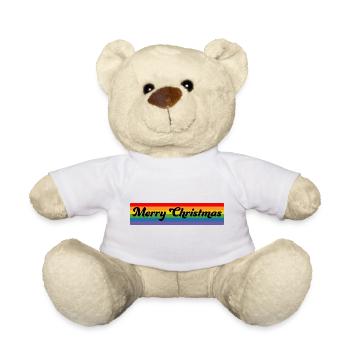LGBTQI Merry Christmas Rainbow - Teddy Bear - white - Front