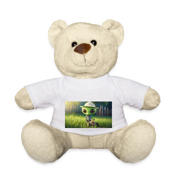 mignon petit vert rétro alien tonte de pelouse - Nounours - blanc - Devant