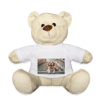 Cute animals chilling – dog on stairs - Teddy Bear - white - Front