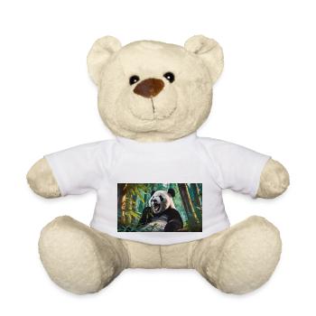 Niedliche Tiere chillen – Panda frisst Bambuswald - Teddy - Weiß - Vorne