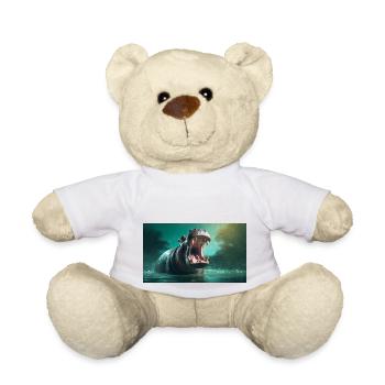 Cute animals chilling – hippopotamus also hippo - Teddy Bear - white - Front