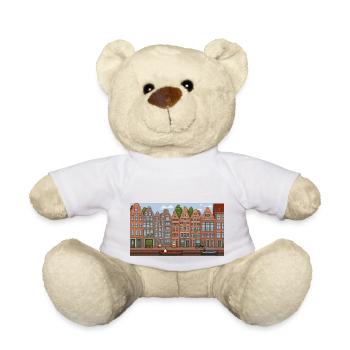 Centre-ville d’Amsterdam - Pixel Art - Nounours - blanc - Devant