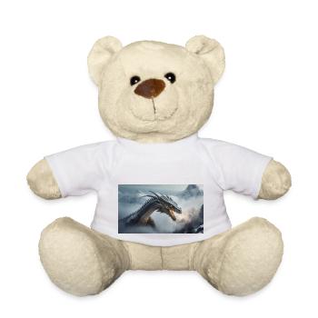 Ein realistischer böser dunkler Drache beim Erklimmen eines Nebels - Teddy - Weiß - Vorne