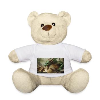Un majestueux dragon vert réaliste est attaqué - Nounours - blanc - Devant