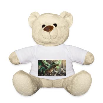 Un majestueux loup-dragon vert réaliste - Nounours - blanc - Devant