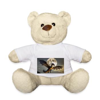 Ein realistischer majestätischer dunkler Drache-Vollmond - Teddy - Weiß - Vorne