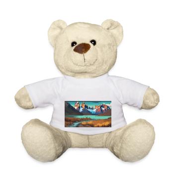 Parc national Torres del Paine, Chili - Pixel Art - Nounours - blanc - Devant