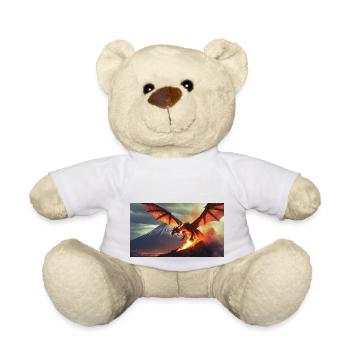 Ein realistischer, majestätischer dunkler Drachenvulkan - Teddy - Weiß - Vorne