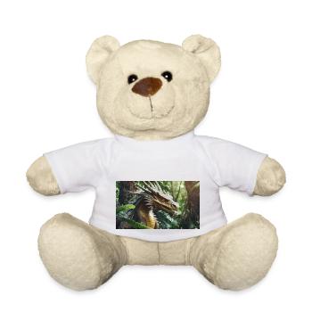 Un dragon vert majestueux et réaliste chasse - Nounours - blanc - Devant