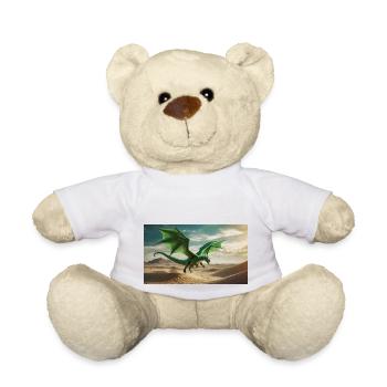 A realistic majestical green dragon is flying - Teddy Bear - white - Front