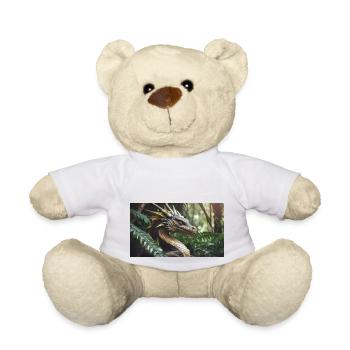 Un dragon vert majestueux et réaliste chasse - Nounours - blanc - Devant
