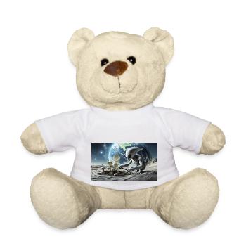 grey alien on the moon surface – collecting moon - Teddy Bear - white - Front