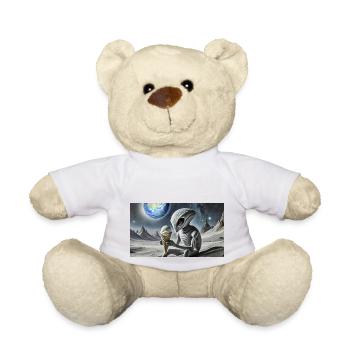 Grauer Außerirdischer auf der Mondoberfläche – Eis essen - Teddy - Weiß - Vorne