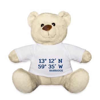 Barbados Coordinates - Koordinaten - West Indies - Teddy - Weiß - Vorne