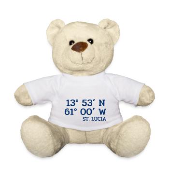 St. Lucia Coordinates - Koordinaten - West Indies - Teddy - Weiß - Vorne
