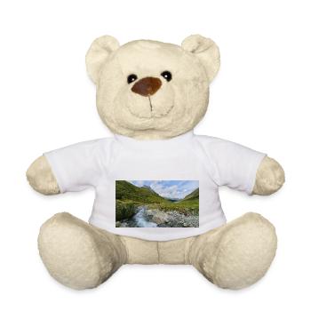 Mountain landscape panorama with river - Teddy Bear - white - Front