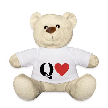 Letter q red heart - Teddy Bear - white - Front