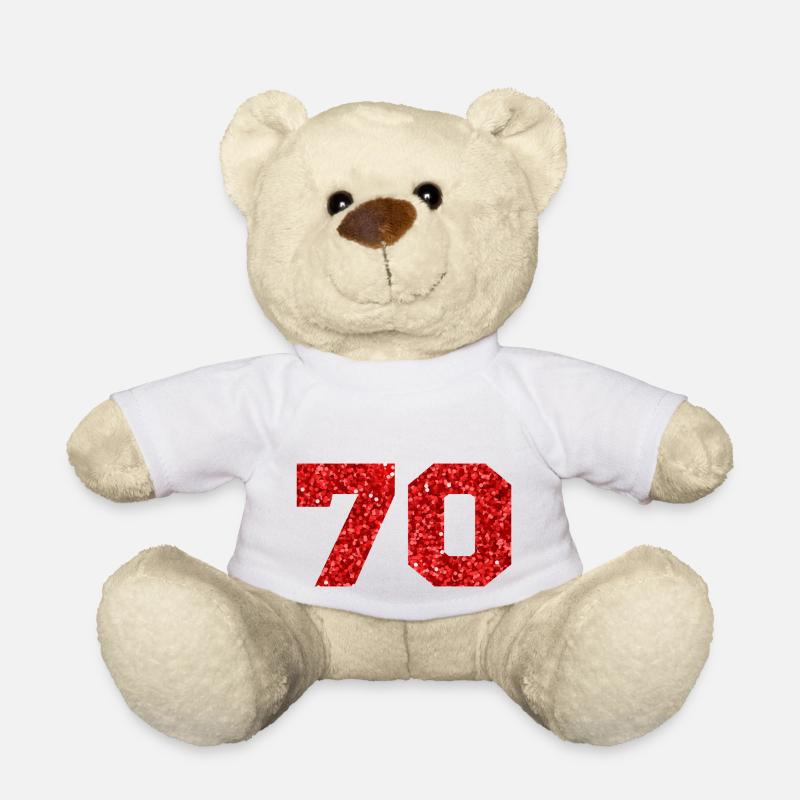 70 paillettes rouge - 70e anniversaire - Nounours - blanc
