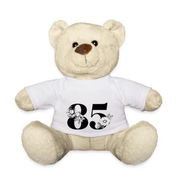 Numéro 85 floral noir - 85e anniversaire floral - Nounours - blanc - Devant
