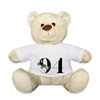 Numéro 94 floral vert - 94e anniversaire floral - Nounours - blanc - Devant