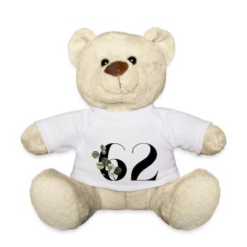Nummer 62 Blumengrün - 62. Blumengeburtstag - Teddy - Weiß - Vorne